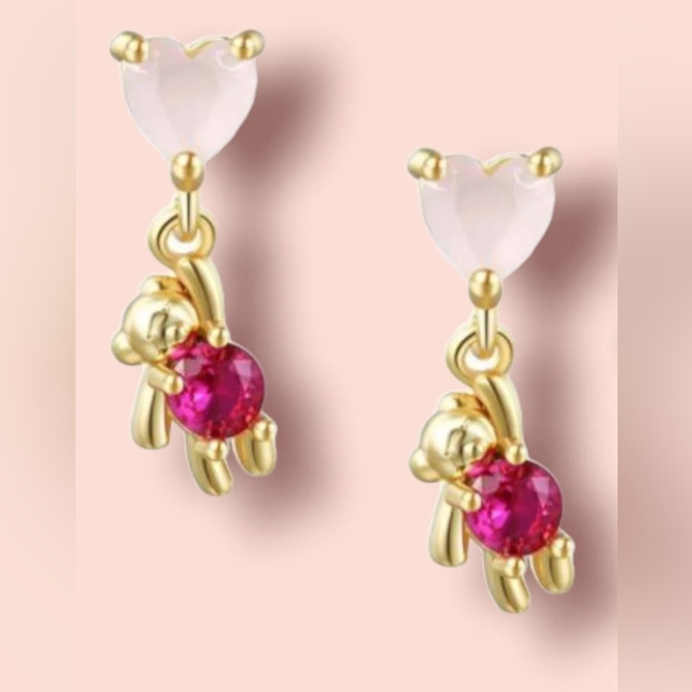 Pink Teddy dainty earrings